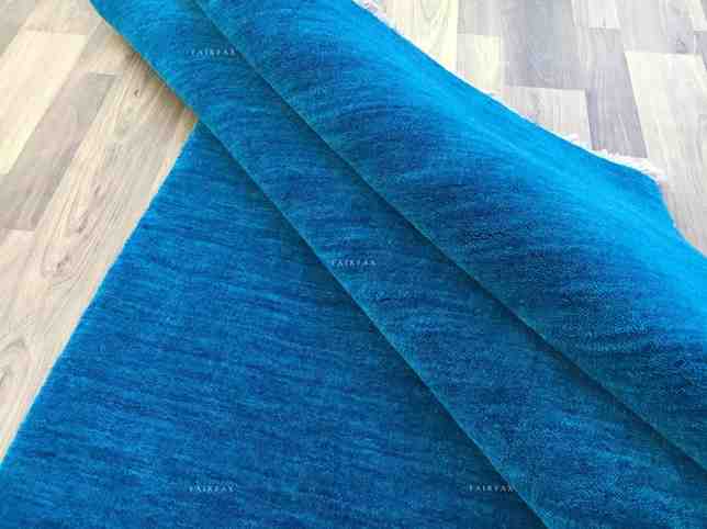 Handmade Sapphire Blue Wool Rug