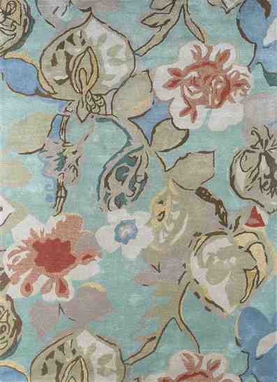 hand tufted wool and viscose Rug aqua foam/aqua foam rectangle